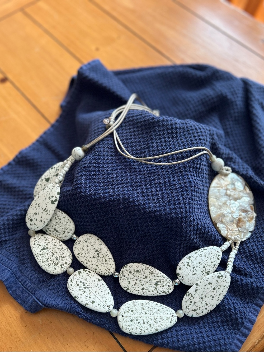 Cato Speckled White and Natural Shell Statement Necklace